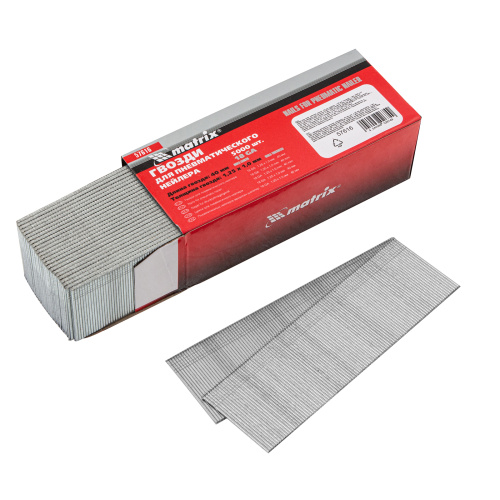 Гвозди для пневматического нейлера, длина 40 мм, ширина 1.25 мм, толщина 1 мм, 5000 шт Matrix по ценам производителя в Москве с доставкой по всей России