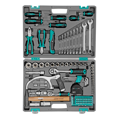 Набор инструментов, 1/2", 1/4", CrV, пластиковый кейс 98 предметов Stels по ценам производителя в Москве с доставкой по всей России
