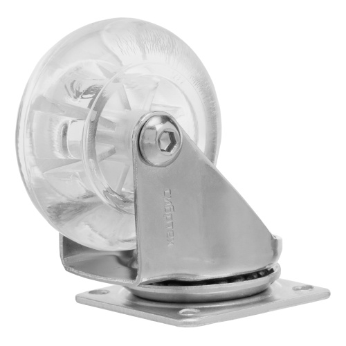 Колесо ПУ прозрачное поворотное d-50 мм, крепление платформенное Сибртех по ценам производителя в Москве с доставкой по всей России