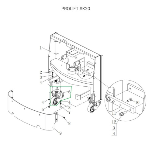 Опорное колесо в сборе с поворотной опорой для тележек SK20 по ценам производителя в Москве с доставкой по всей России