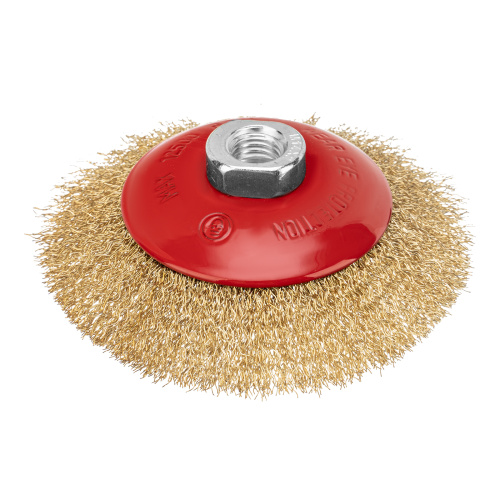 Щетка для УШМ, 115 мм, М14, "тарелка", латунированная витая проволока Matrix по ценам производителя в Москве с доставкой по всей России