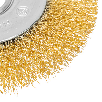 Щетка для УШМ, 125 мм, посадка 22.2 мм, плоская, латунированная витая проволока Matrix по ценам производителя в Москве с доставкой по всей России