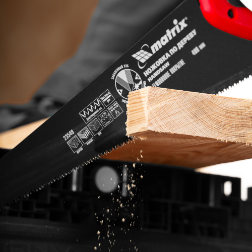 Ножовка по дереву, 400 мм, 7-8 TPI, зуб-3D, каленый зуб, тефлоновое покрытие полотна, двухкомпонентная рукоятка Matrix по ценам производителя в Москве с доставкой по всей России