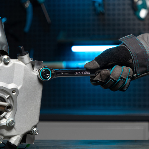 Набор ключей накидных с трещоткой, 8-19 мм, 2 шт, многоразмерные, реверсивные, CrV Gross по ценам производителя в Москве с доставкой по всей России