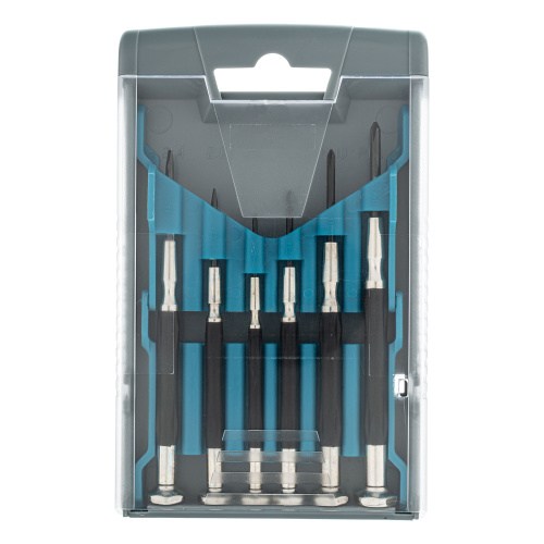 Набор отверток для точной механики, CrMo, металлические обрезиненные рукоятки, 6 шт, бокс трансформер Gross по ценам производителя в Москве с доставкой по всей России