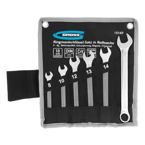 Набор ключей комбинированных 8-17 мм, 6 шт, CrV, холодный штамп Gross по ценам производителя в Москве с доставкой по всей России