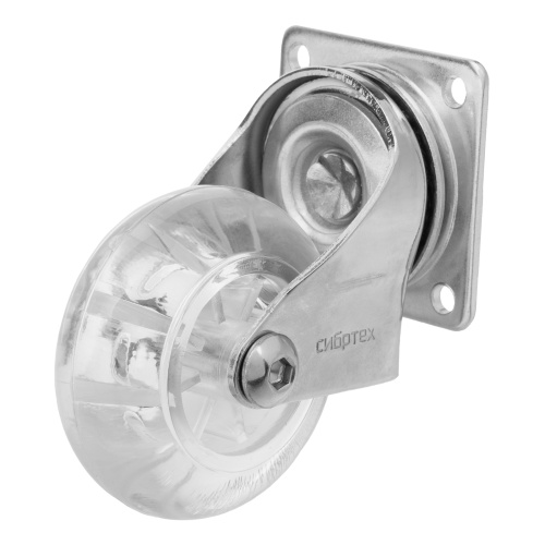 Колесо ПУ прозрачное поворотное d-50 мм, крепление платформенное Сибртех по ценам производителя в Москве с доставкой по всей России