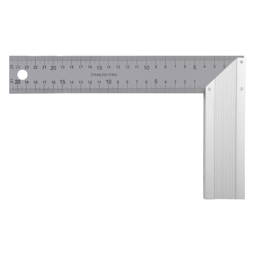 Угольник стальной 250 мм, нержавеющая сталь, градуировка, алюминиевое основание Denzel по ценам производителя в Москве с доставкой по всей России