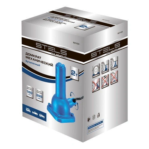 Домкрат механический бутылочный, 2 т, h подъема 180-395 мм, 2 части (домкрат, ручка) Stels купить в Москве с доставкой по всей России | ProtosMarket.ru