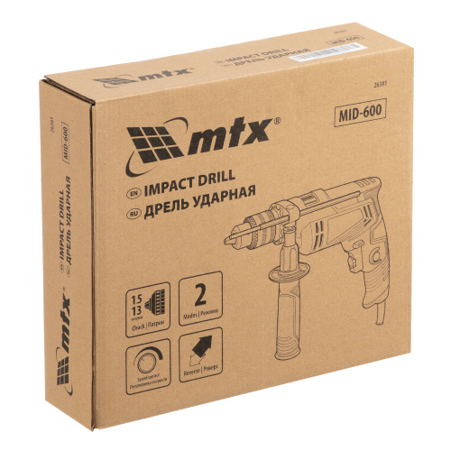 Дрель ударная MID-600, 600 Вт, 0-3000 об/мин, 0-48000 уд/мин MTX по ценам производителя в Москве с доставкой по всей России