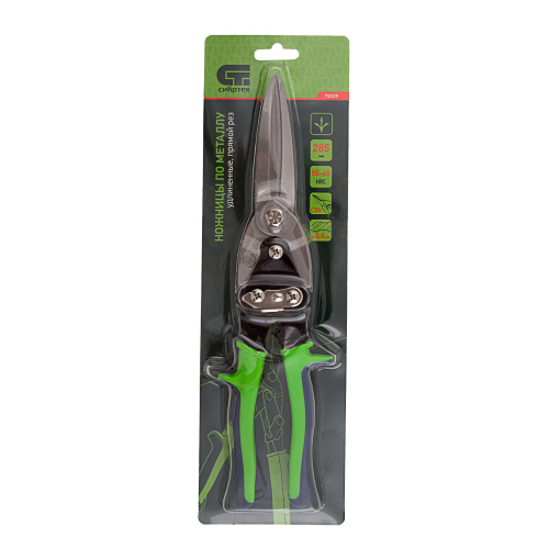 Ножницы по металлу, удлиненные, 285 мм, пряморежущие, двухкомпонентные обрезиненные рукоятки Сибртех по ценам производителя в Москве с доставкой по всей России