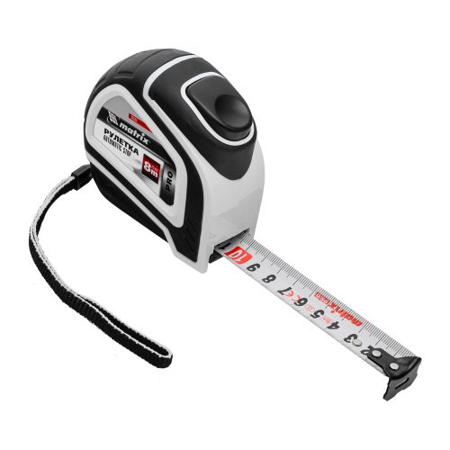 Рулетка Autostop,8 м х 25 мм,двухкомпонентный корпус,автоматическая фиксация,Pro Matrix по ценам производителя в Москве с доставкой по всей России