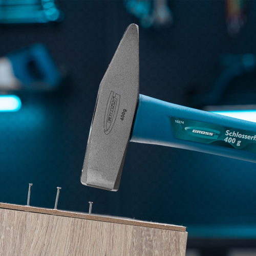 Молоток слесарный, 400 г, квадратный боек, фибергласовая обрезиненная рукоятка Gross по ценам производителя в Москве с доставкой по всей России