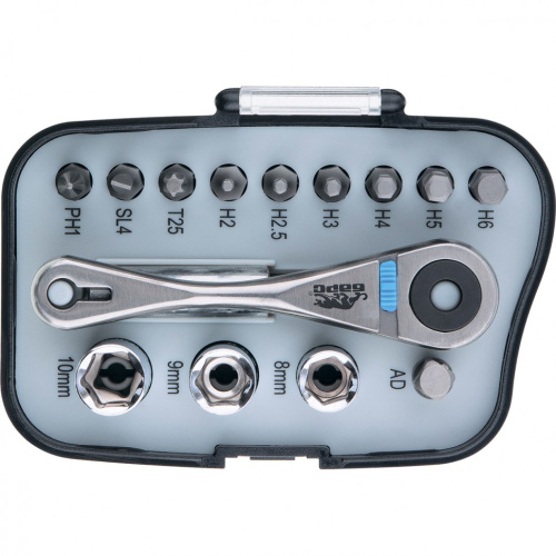 Реверсивная трещотка с набором бит и торцевыми головками, 14 шт Барс по ценам производителя в Москве с доставкой по всей России