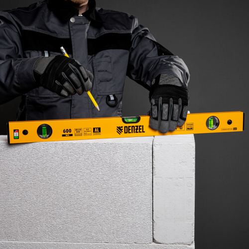 Уровень алюминиевый, 600 мм, фрезерованный, 3 глазка Denzel по ценам производителя в Москве с доставкой по всей России