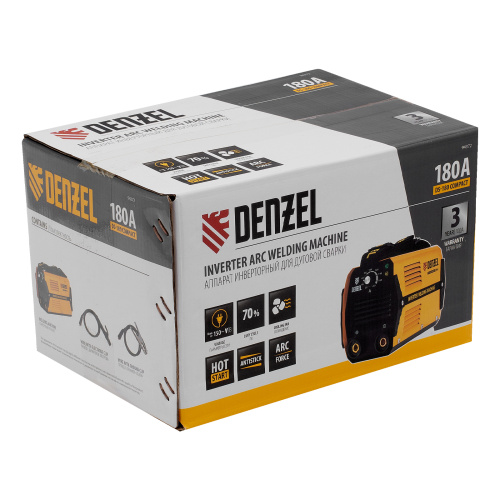 Аппарат инверторный дуговой сварки DS-180 Compact, 180 А, ПВ 70%, диаметр электрода 1.6-4 мм Denzel по ценам производителя в Москве с доставкой по всей России