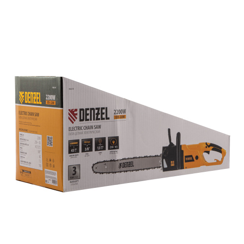 Пила цепная электрическая EDS-2200, 2.2 кВт,продольная, шина 45 см, шаг 3/8, паз 1.3 мм, 62 звена Denzel по ценам производителя в Москве с доставкой по всей России