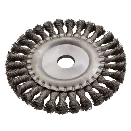 Щетка для УШМ, 150 мм, "Плоская", крученая нержавеющая проволока 0.5мм, посадка 22.2 мм Denzel по ценам производителя в Москве с доставкой по всей России