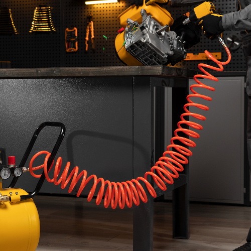 Шланг спиральный воздушный 8 х 12 мм, 18 бар, с быстросъемными соединениями, 15 м Stels по ценам производителя в Москве с доставкой по всей России