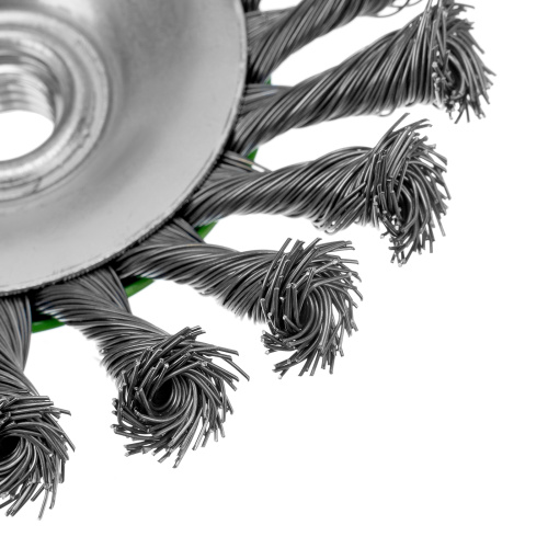 Щетка для УШМ, 100 мм, М14, "тарелка", крученая металлическая проволока Сибртех по ценам производителя в Москве с доставкой по всей России