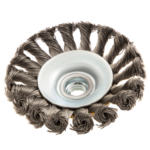 Щетка для УШМ, 100 мм, "Тарелка", крученая нержавеющая проволока 0.5 мм, М14 Denzel по ценам производителя в Москве с доставкой по всей России