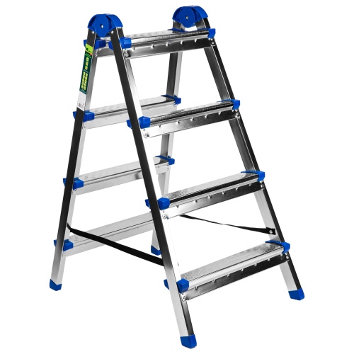 Стремянка двухсторонняя 4 ступени, сталь профиль, стальные ступени, Сибртех по ценам производителя в Москве с доставкой по всей России