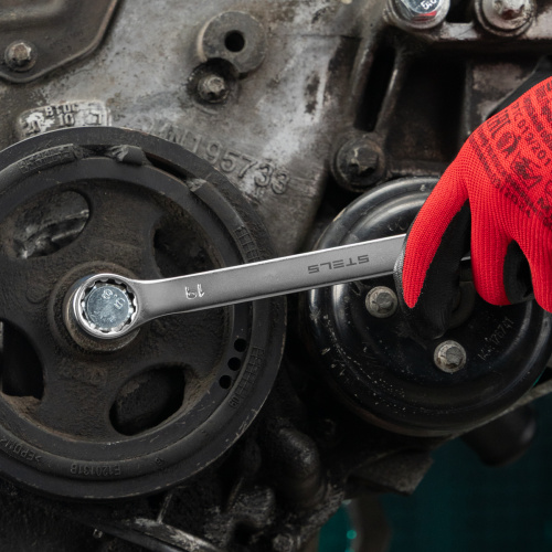 Ключ комбинированный, 19 мм, CrV, матовый хром Stels по ценам производителя в Москве с доставкой по всей России