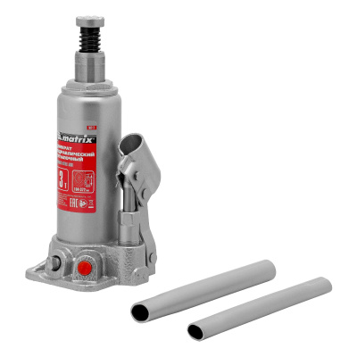 Домкрат гидравлический бутылочный, 3 т, высота подъема 194-372 мм Matrix купить в Москве с доставкой по всей России | ProtosMarket.ru