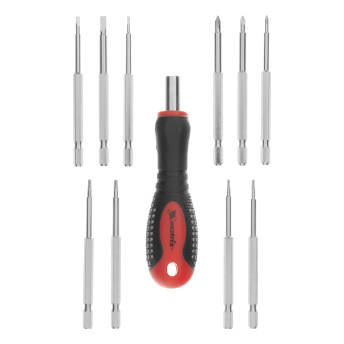 Отвертка для точных работ Fusion с насадками, 11 предметов, в пластиковом пенале, трехкомпонентная рукоятка Matrix по ценам производителя в Москве с доставкой по всей России