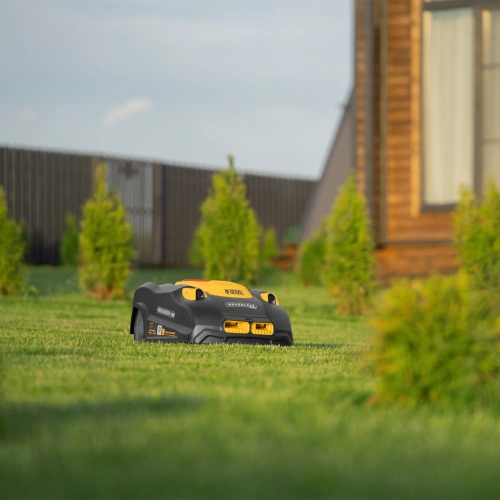 Робот-газонокосилка Grass Master 1000  1000м², 3Ач, 28V, LCD дисплей, Wi-Fi Denzel по ценам производителя в Москве с доставкой по всей России