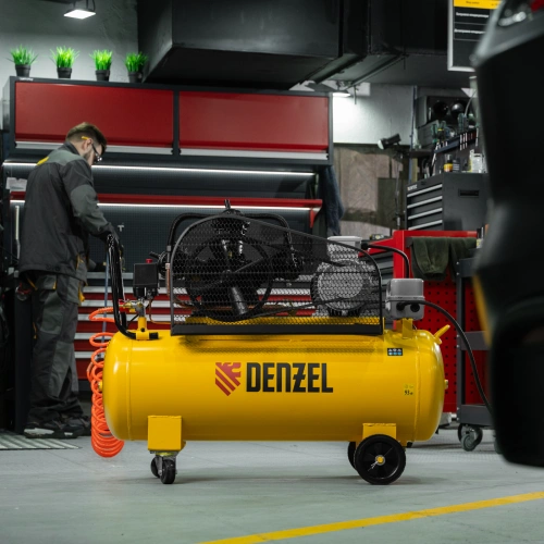 Компрессор воздушный BCW3000-T/100, ременный привод, 3.0 кВт, 100 литров, 520 л/мин Denzel по ценам производителя в Москве с доставкой по всей России