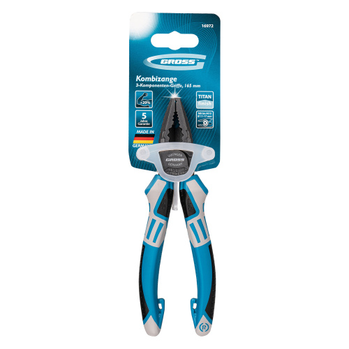 Плоскогубцы комбинированные 165 мм, трехкомпонентные рукоятки Gross по ценам производителя в Москве с доставкой по всей России