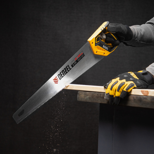 Ножовка по дереву, 500 мм, 9 TPI, зуб 3D, двухкомпонентная рукоятка Denzel по ценам производителя в Москве с доставкой по всей России