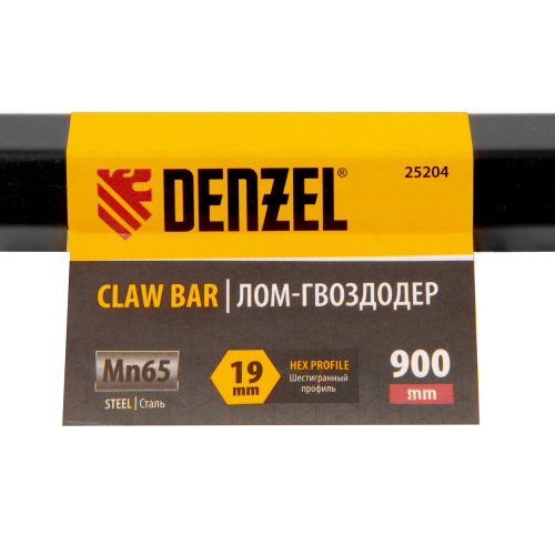 Лом-гвоздодер, 900 мм, шестигранный 19 мм, окрашенный, сталь 65 Denzel по ценам производителя в Москве с доставкой по всей России