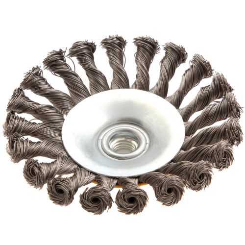 Щетка для УШМ, 125 мм, "Тарелка", крученая нержавеющая проволока 0.5 мм, М14 Denzel по ценам производителя в Москве с доставкой по всей России