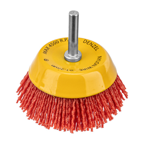 Щетка для дрели, 75 мм, Чашка, со шпилькой, нейлоновая щетина Denzel по ценам производителя в Москве с доставкой по всей России