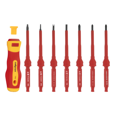 Отвертка со сменными жалами, диэлектрическая до 1000 В, 9 предметов, CrV Сибртех по ценам производителя в Москве с доставкой по всей России