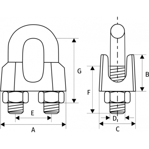Зажим для троса DIN 741, D = 19/20 мм по ценам производителя в Москве с доставкой по всей России