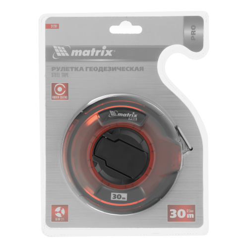 Рулетка геодезическая 30 м х 12,5 мм, закрытый корпус, стальная лента, односторонняя шкала, Pro Matrix по ценам производителя в Москве с доставкой по всей России