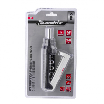 Отвертка реверсивная с набором бит и торцевых головок, 15 шт, CrV Matrix Pro по ценам производителя в Москве с доставкой по всей России