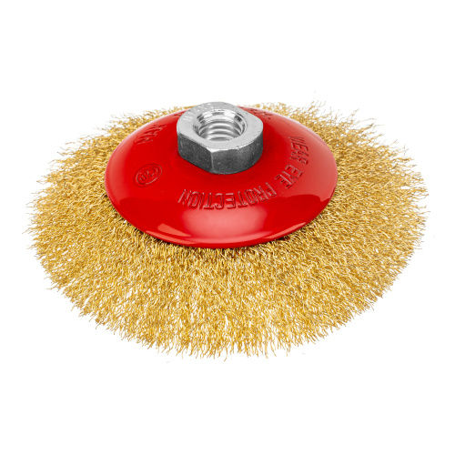 Щетка для УШМ, 125 мм, М14, "тарелка", латунированная витая проволока Matrix по ценам производителя в Москве с доставкой по всей России