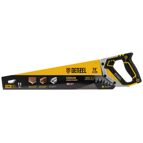 Ножовка по дереву, 450 мм, 11 TPI, зуб 3D, металлопластиковая рукоятка Denzel по ценам производителя в Москве с доставкой по всей России