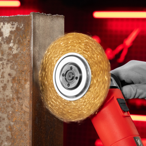 Щетка для УШМ, 150 мм, посадка 22.2 мм, плоская, латунированная витая проволока Matrix по ценам производителя в Москве с доставкой по всей России