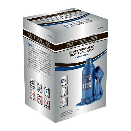 Домкрат гидравлический бутылочный телескопический, 2 т, подъем 170-380 мм Stels по ценам производителя в Москве с доставкой по всей России