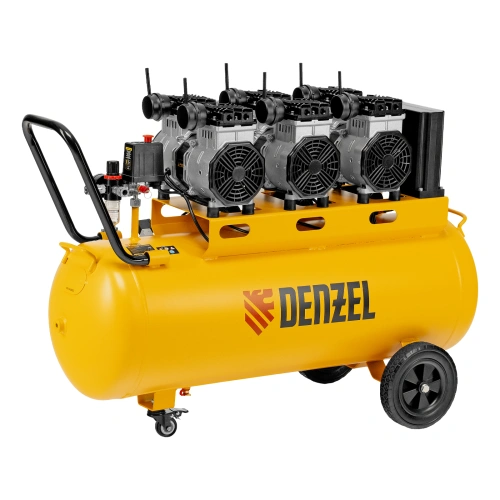 Компрессор безмасляный, малошумный DLS 3300/100, 3300 Вт,3x1100, 100 л, 570 л/мин ,блок управления Denzel по ценам производителя в Москве с доставкой по всей России
