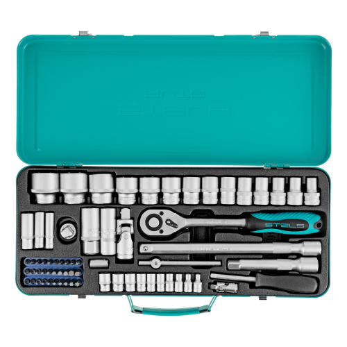 Набор торцевых головок с трещоткой, 1/2" и 1/4", 68 предметов Stels по ценам производителя в Москве с доставкой по всей России