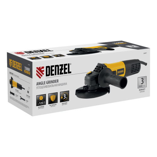 Машина шлифовальная угловая AG125-1500, 1500 Вт, 125 мм, 3000-11000 об/мин Denzel по ценам производителя в Москве с доставкой по всей России