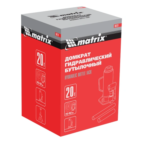 Домкрат гидравлический бутылочный, 20 т, высота подъема 242-452 мм Matrix по ценам производителя в Москве с доставкой по всей России