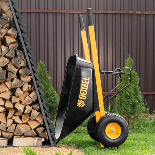 Тачка строительная, усиленная, объем 140 л, 250 кг, двухколесная, колесо 15х6.00-6 Denzel по ценам производителя в Москве с доставкой по всей России