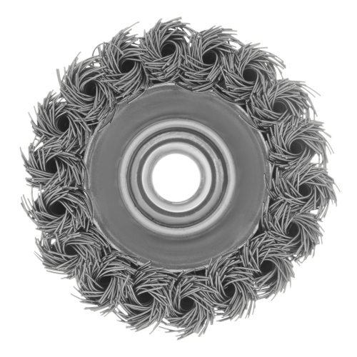 Щетка для УШМ, 75 мм, "Чашка", крученая нержавеющая проволока 0.5 мм, М14 Denzel по ценам производителя в Москве с доставкой по всей России